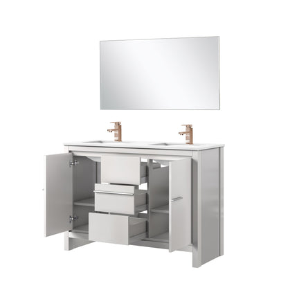 Lafarre 48 in W x 20 in D White Double Bath Vanity