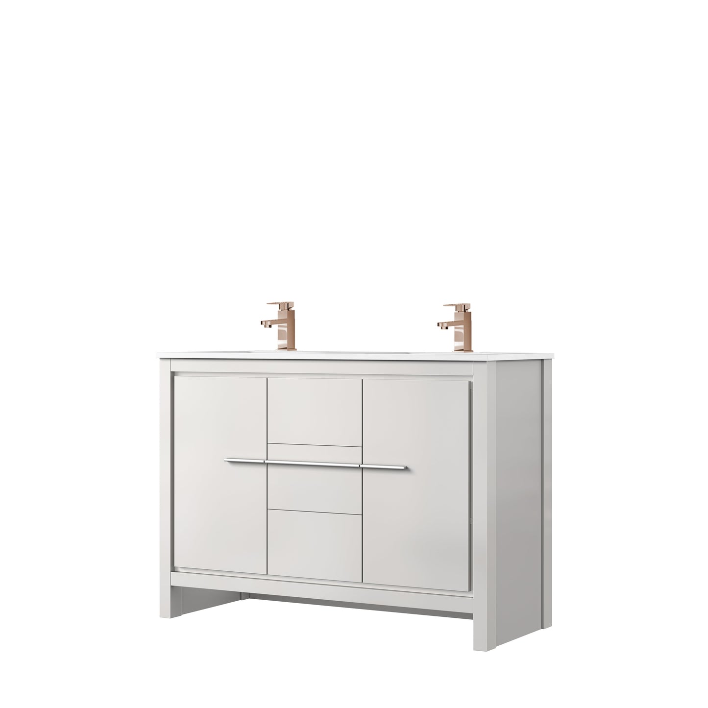 Lafarre 48 in W x 20 in D White Double Bath Vanity