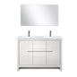 Lafarre 48 in W x 20 in D White Double Bath Vanity