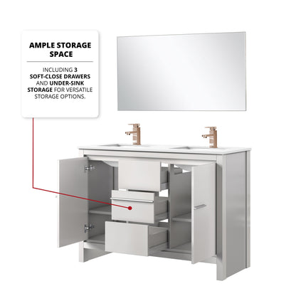 Lafarre 48 in W x 20 in D White Double Bath Vanity