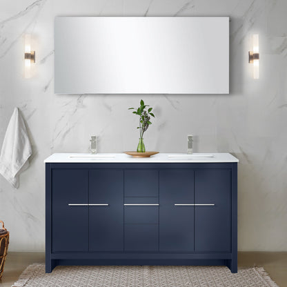 Lafarre 60 in W x 20 in D Navy Blue Double Bath Vanity