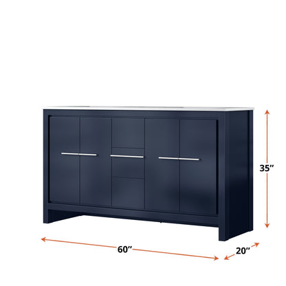 Lafarre 60 in W x 20 in D Navy Blue Double Bath Vanity