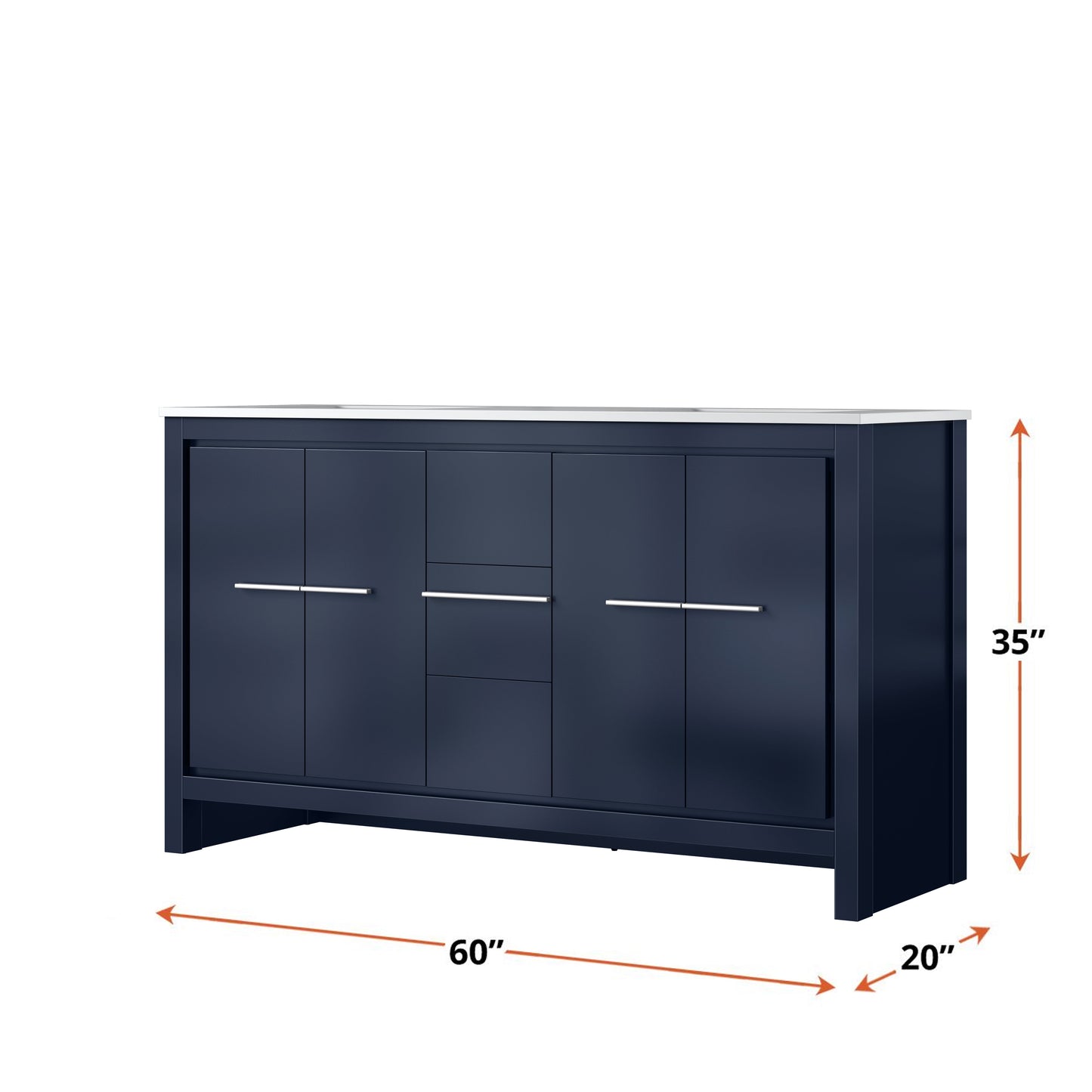 Lafarre 60 in W x 20 in D Navy Blue Double Bath Vanity