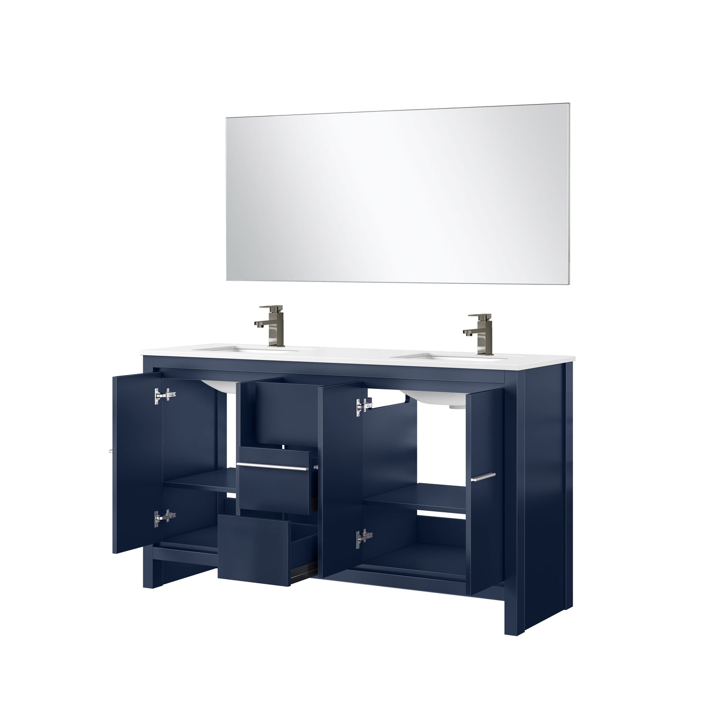 Lafarre 60 in W x 20 in D Navy Blue Double Bath Vanity