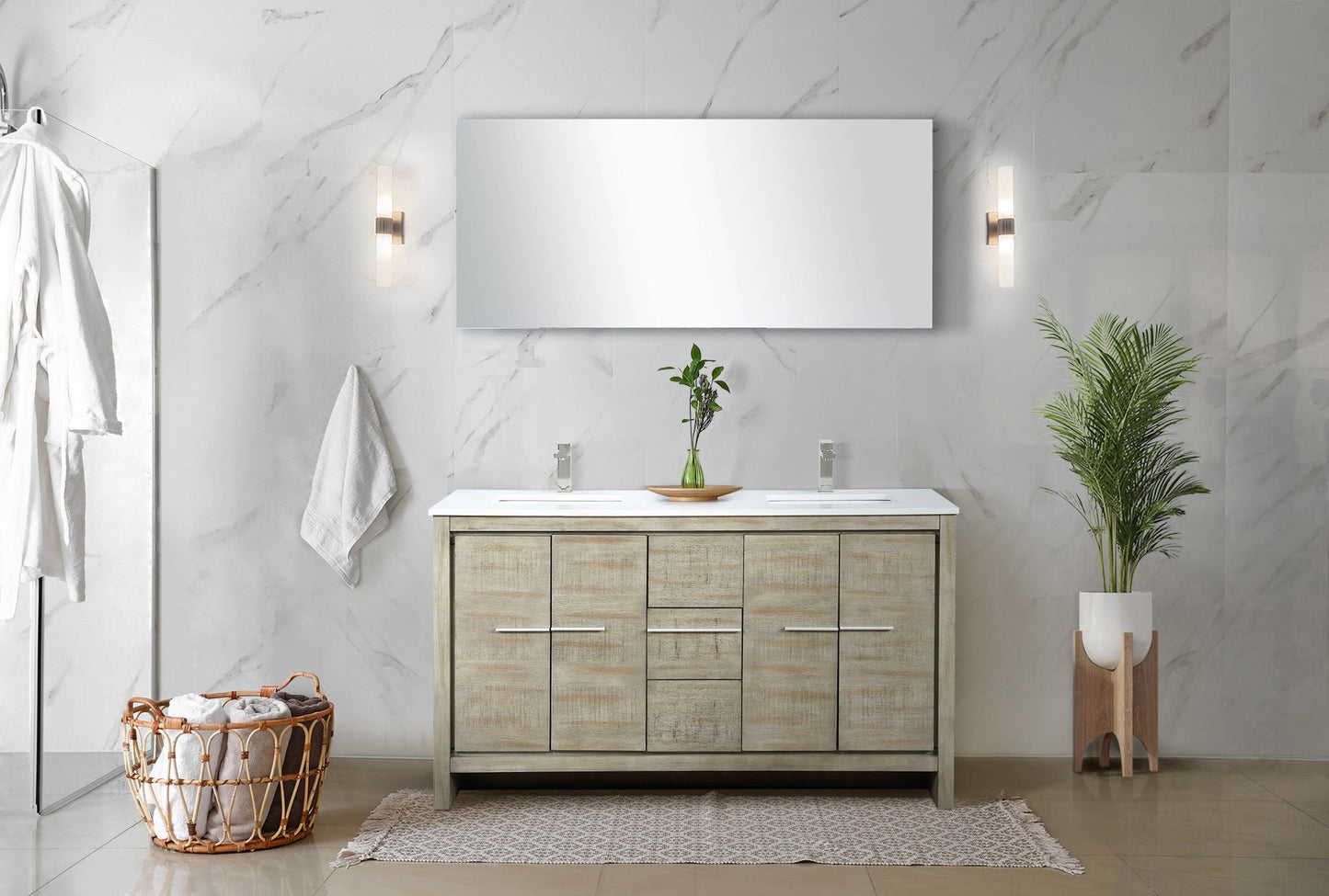 Lafarre 60 in W x 20 in D Rustic Acacia Double Bath Vanity