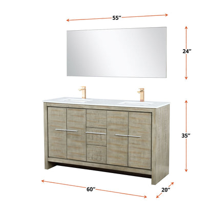 Lafarre 60 in W x 20 in D Rustic Acacia Double Bath Vanity