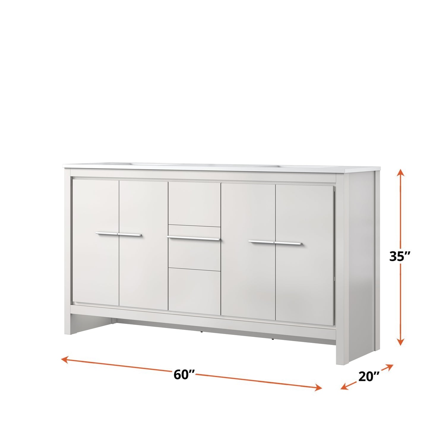 Lafarre 60 in W x 20 in D White Double Bath Vanity