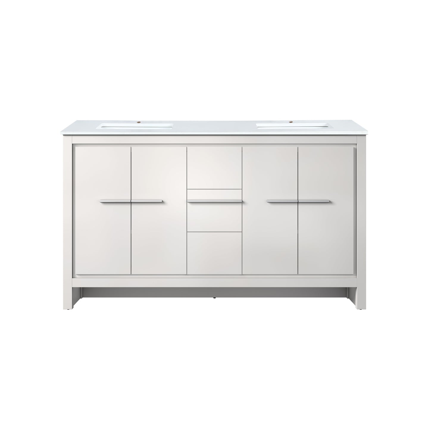 Lafarre 60 in W x 20 in D White Double Bath Vanity