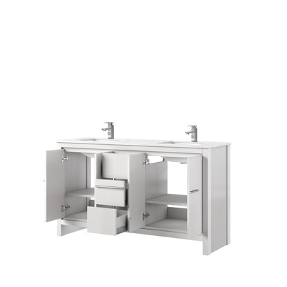 Lafarre 60 in W x 20 in D White Double Bath Vanity