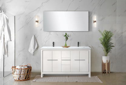 Lafarre 60 in W x 20 in D White Double Bath Vanity