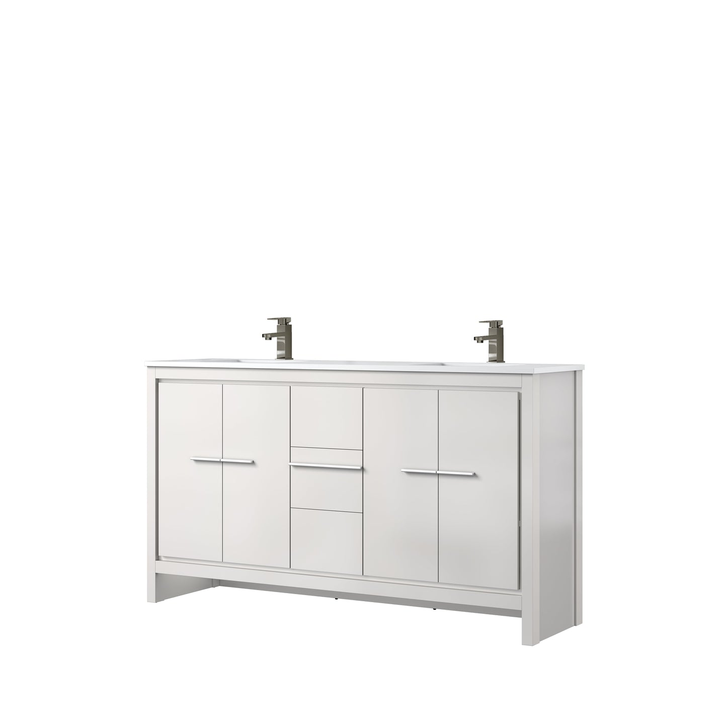 Lafarre 60 in W x 20 in D White Double Bath Vanity