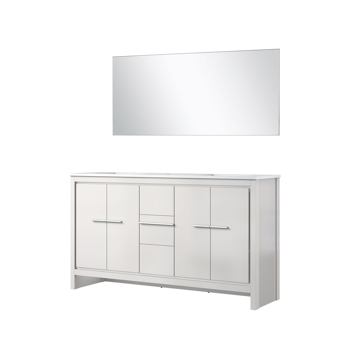 Lafarre 60 in W x 20 in D White Double Bath Vanity
