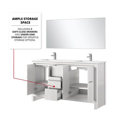 Lafarre 60 in W x 20 in D White Double Bath Vanity