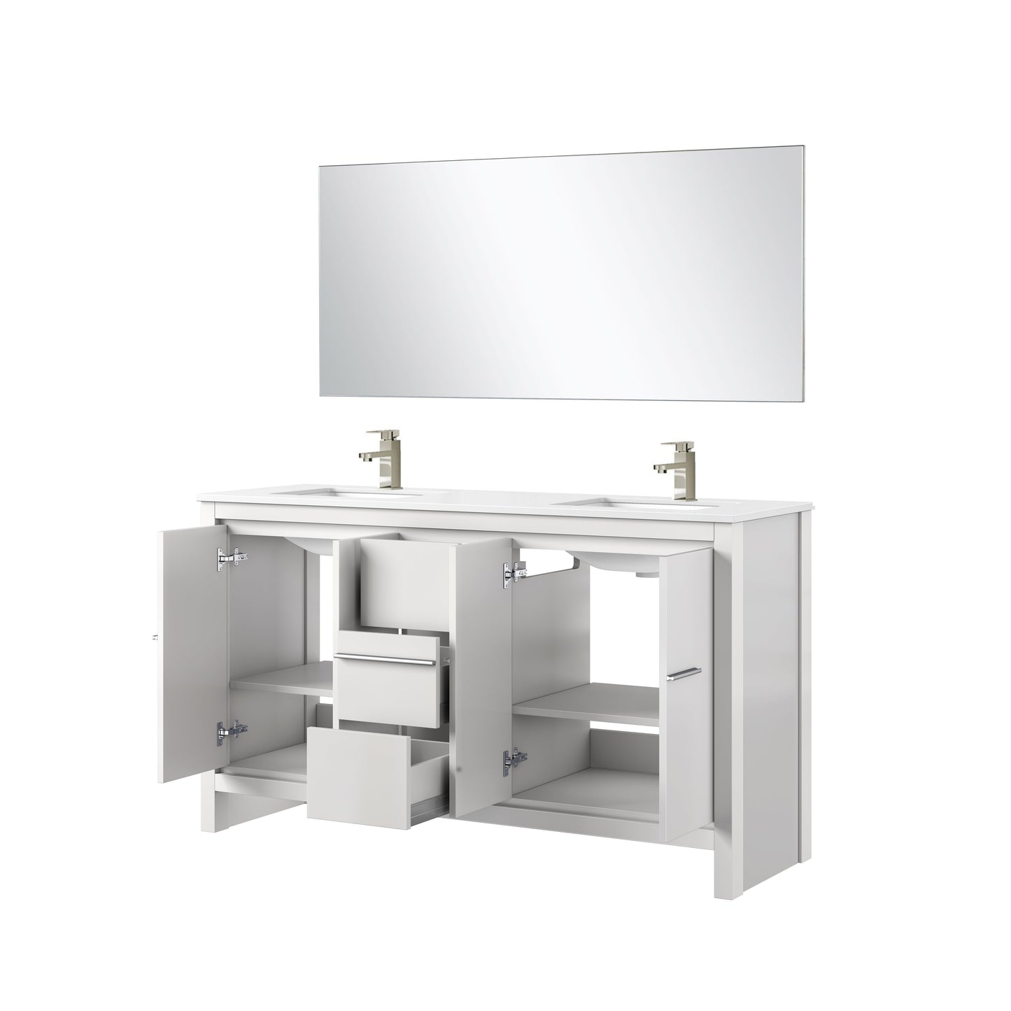 Lafarre 60 in W x 20 in D White Double Bath Vanity