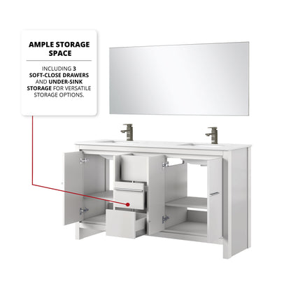 Lafarre 60 in W x 20 in D White Double Bath Vanity