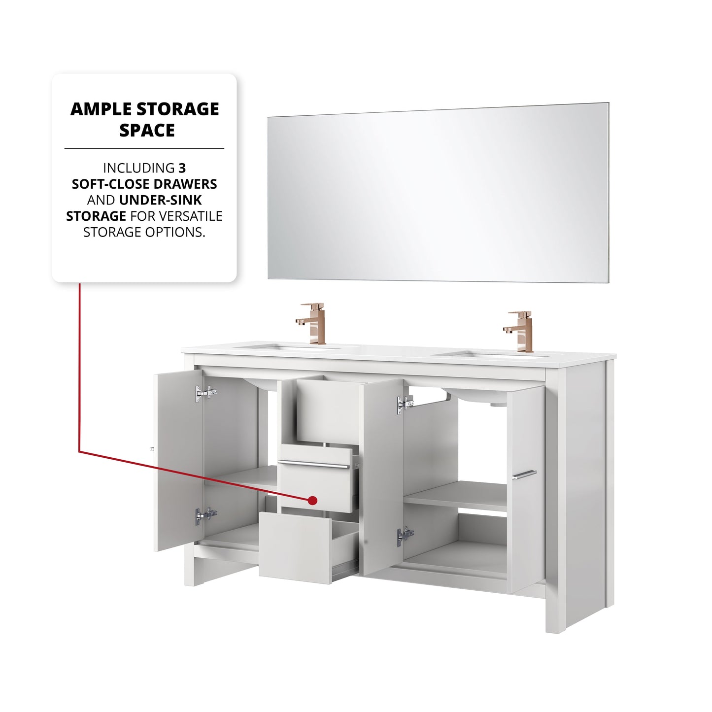 Lafarre 60 in W x 20 in D White Double Bath Vanity