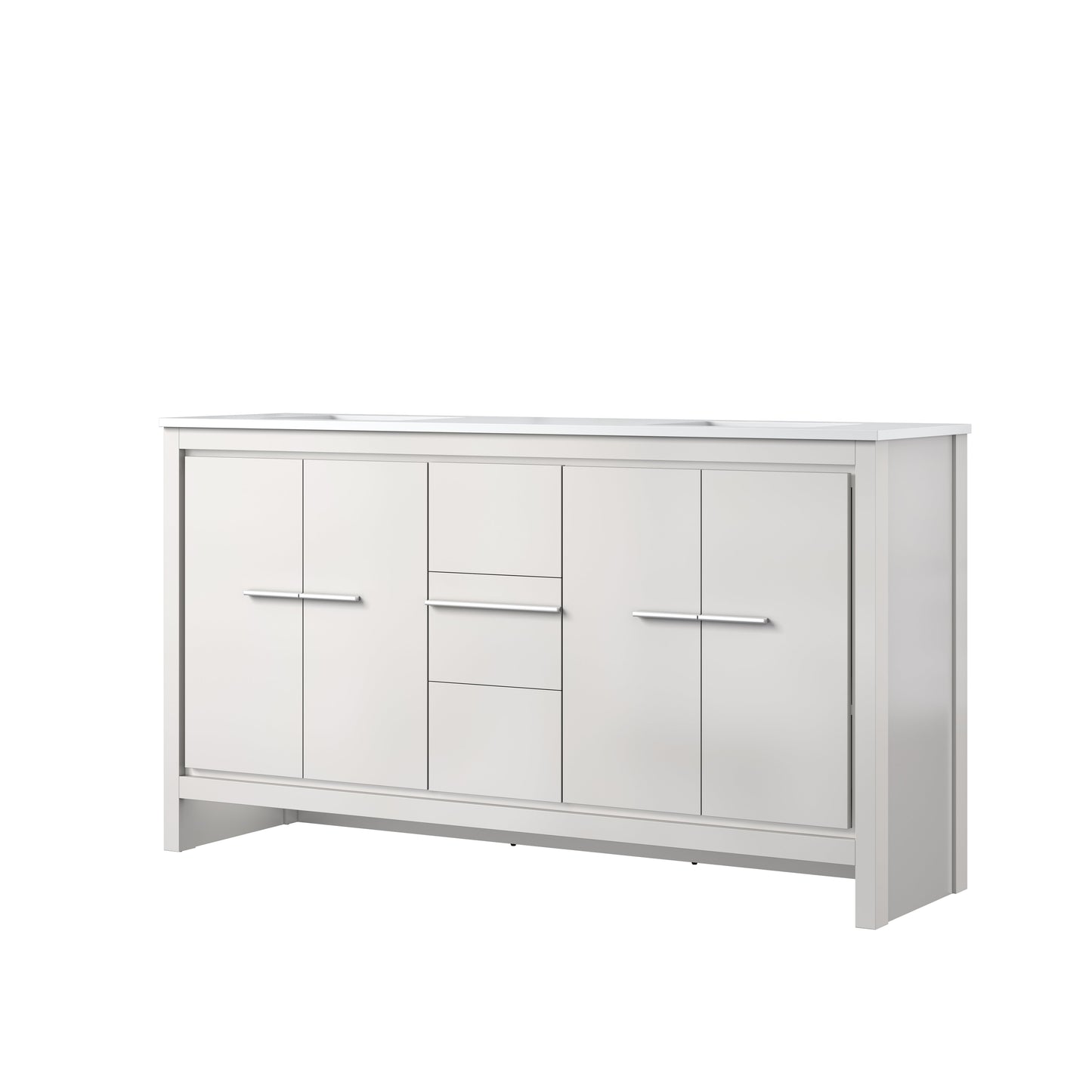 Lafarre 60 in W x 20 in D White Double Bath Vanity