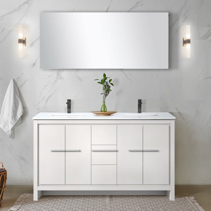 Lafarre 60 in W x 20 in D White Double Bath Vanity