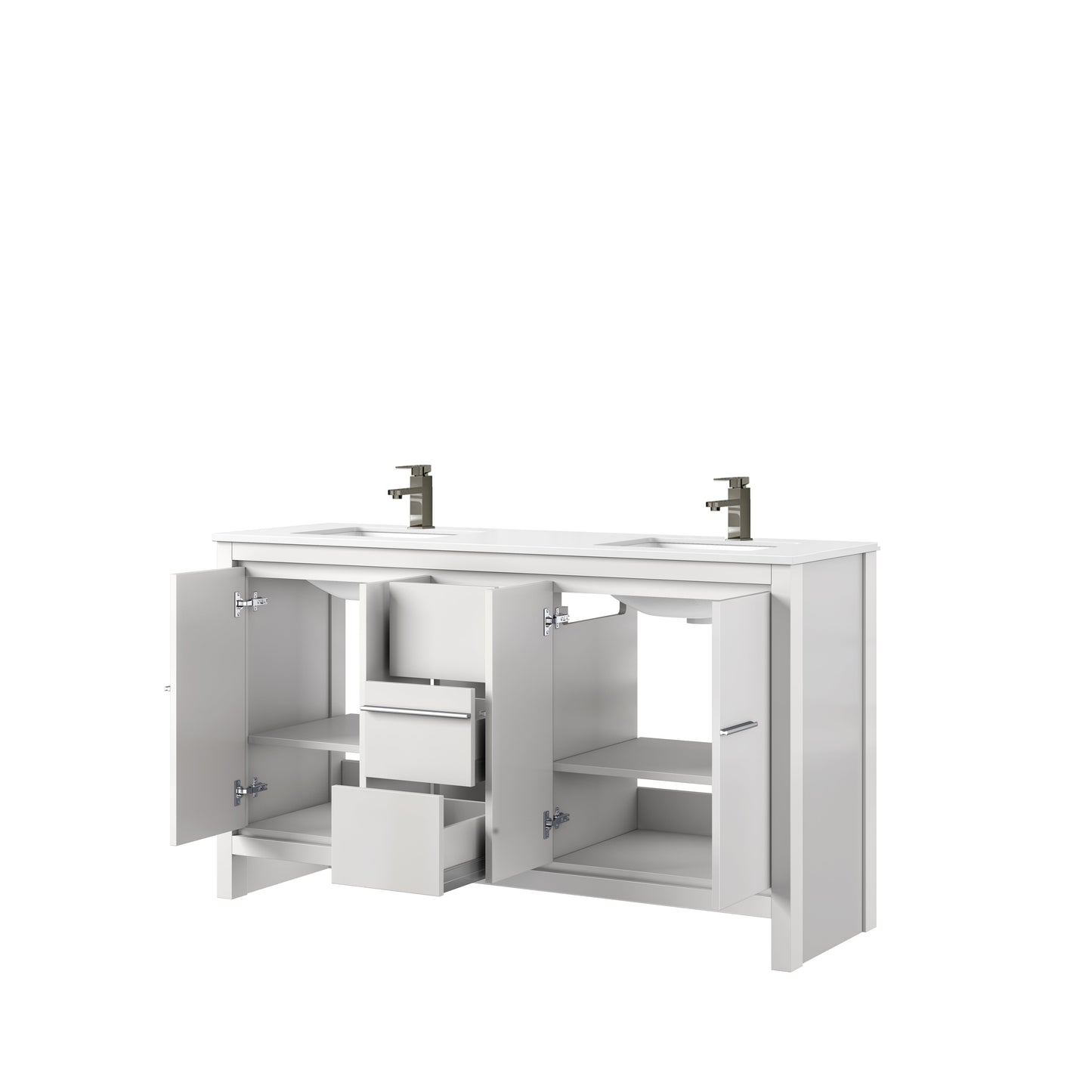 Lafarre 60 in W x 20 in D White Double Bath Vanity