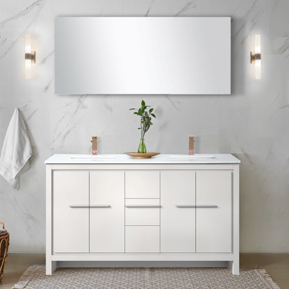 Lafarre 60 in W x 20 in D White Double Bath Vanity