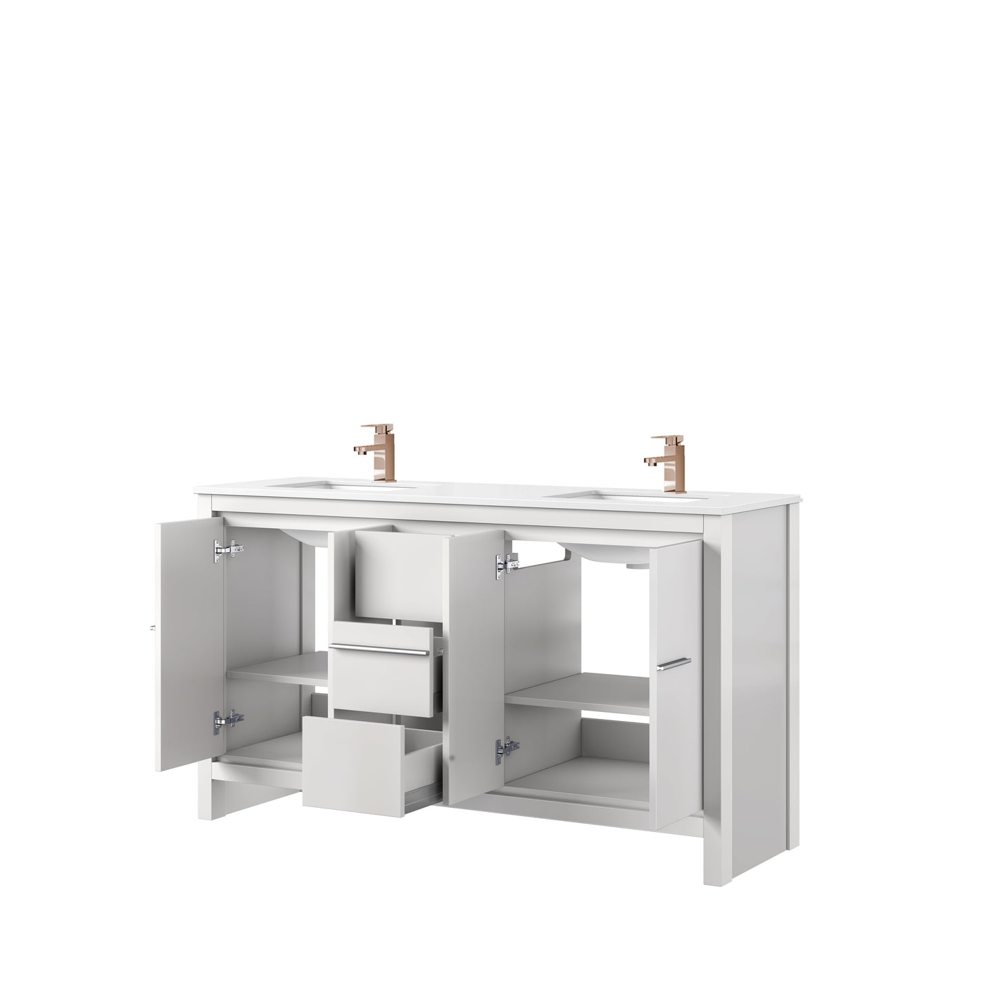 Lafarre 60 in W x 20 in D White Double Bath Vanity
