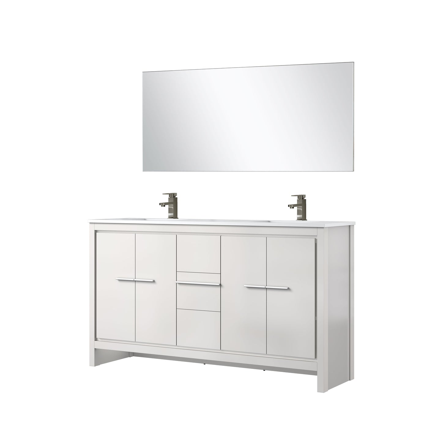 Lafarre 60 in W x 20 in D White Double Bath Vanity