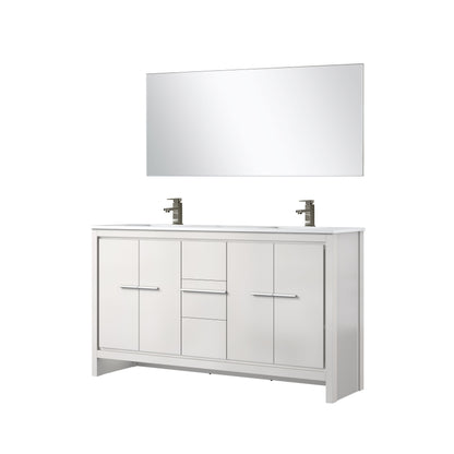 Lafarre 60 in W x 20 in D White Double Bath Vanity