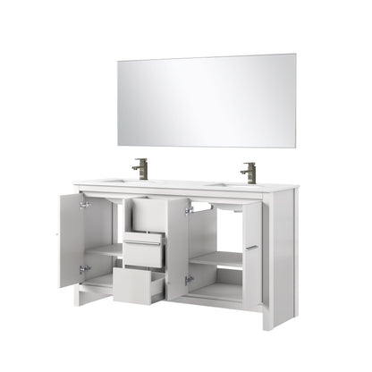 Lafarre 60 in W x 20 in D White Double Bath Vanity