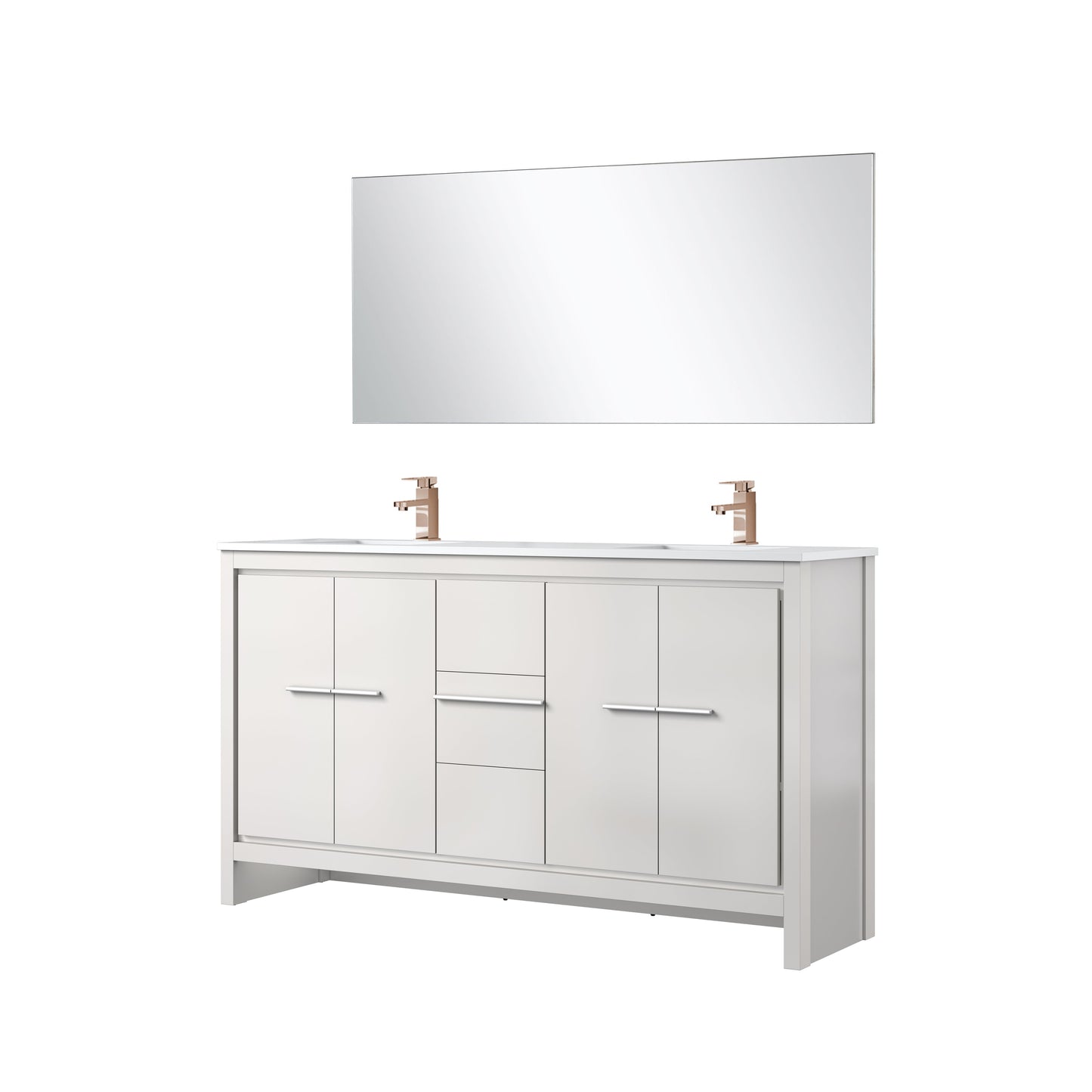 Lafarre 60 in W x 20 in D White Double Bath Vanity