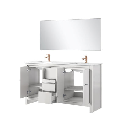 Lafarre 60 in W x 20 in D White Double Bath Vanity