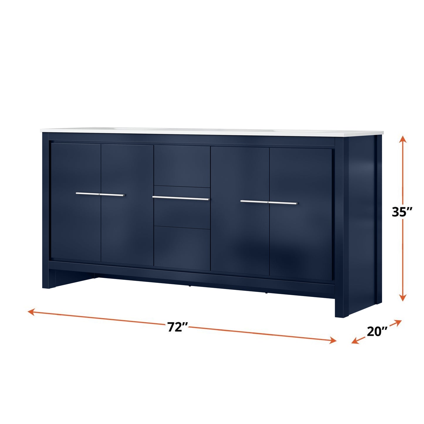 Lafarre 72 in W x 20 in D Navy Blue Double Bath Vanity
