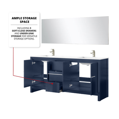 Lafarre 72 in W x 20 in D Navy Blue Double Bath Vanity