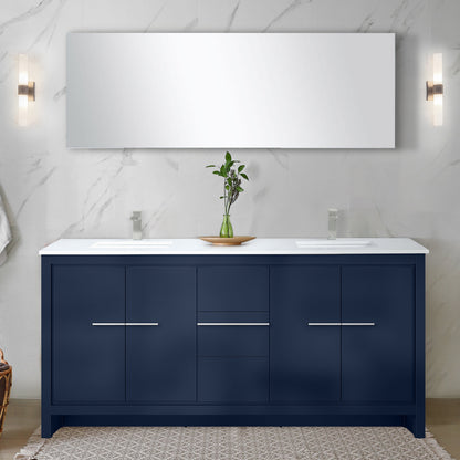 Lafarre 72 in W x 20 in D Navy Blue Double Bath Vanity