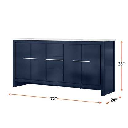 Lafarre 72 in W x 20 in D Navy Blue Double Bath Vanity