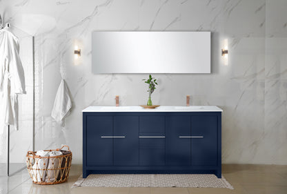 Lafarre 72 in W x 20 in D Navy Blue Double Bath Vanity