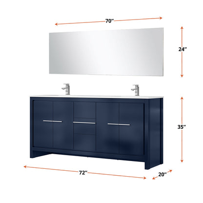 Lafarre 72 in W x 20 in D Navy Blue Double Bath Vanity