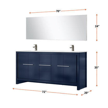 Lafarre 72 in W x 20 in D Navy Blue Double Bath Vanity