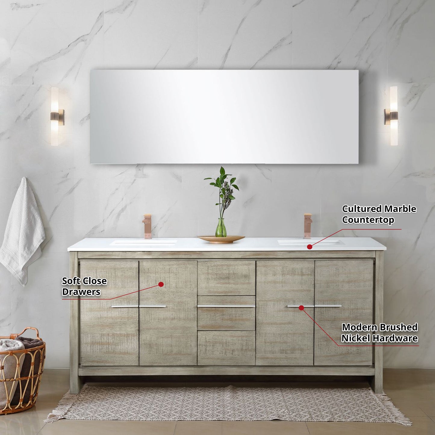 Lafarre 72 in W x 20 in D Rustic Acacia Double Bath Vanity