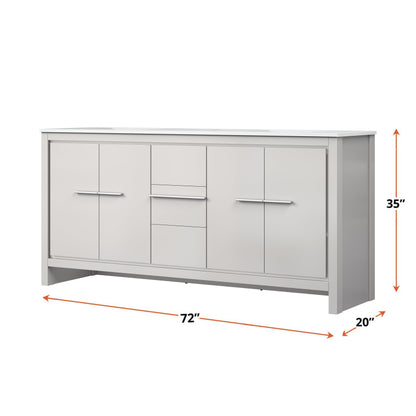 Lafarre 72 in W x 20 in D White Double Bath Vanity