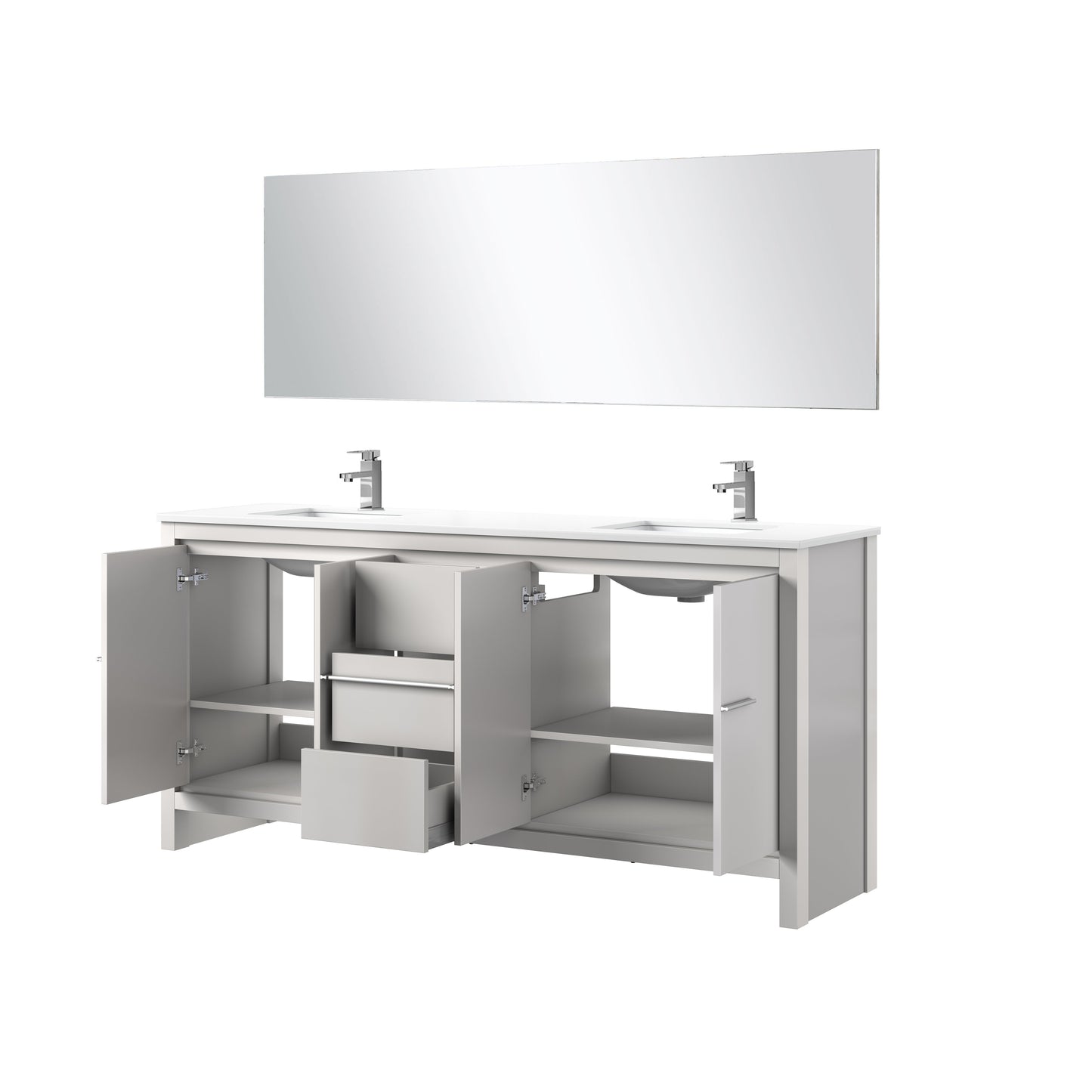 Lafarre 72 in W x 20 in D White Double Bath Vanity