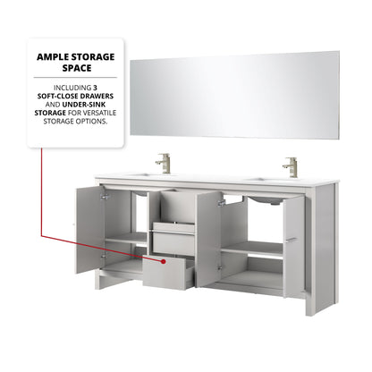 Lafarre 72 in W x 20 in D White Double Bath Vanity