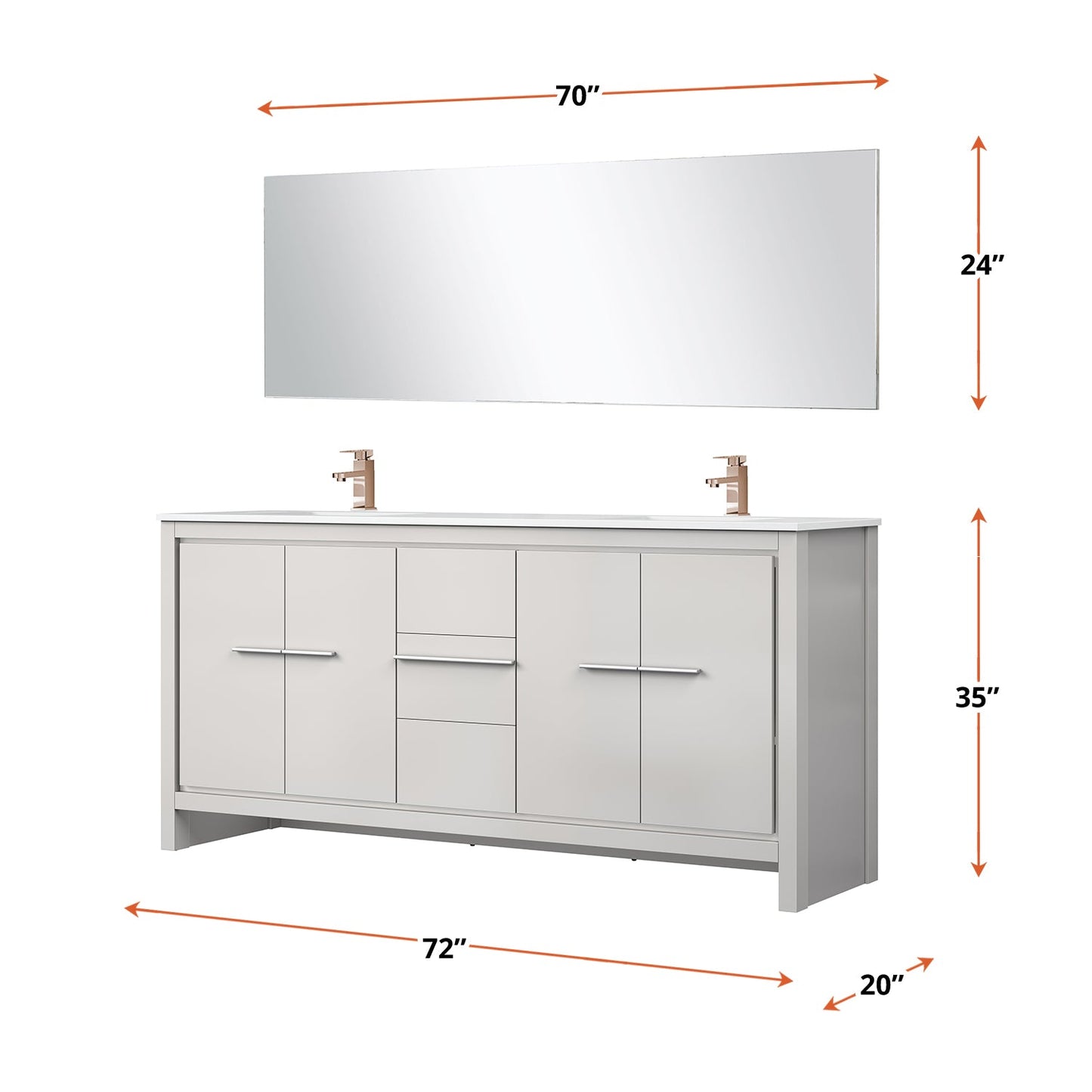 Lafarre 72 in W x 20 in D White Double Bath Vanity