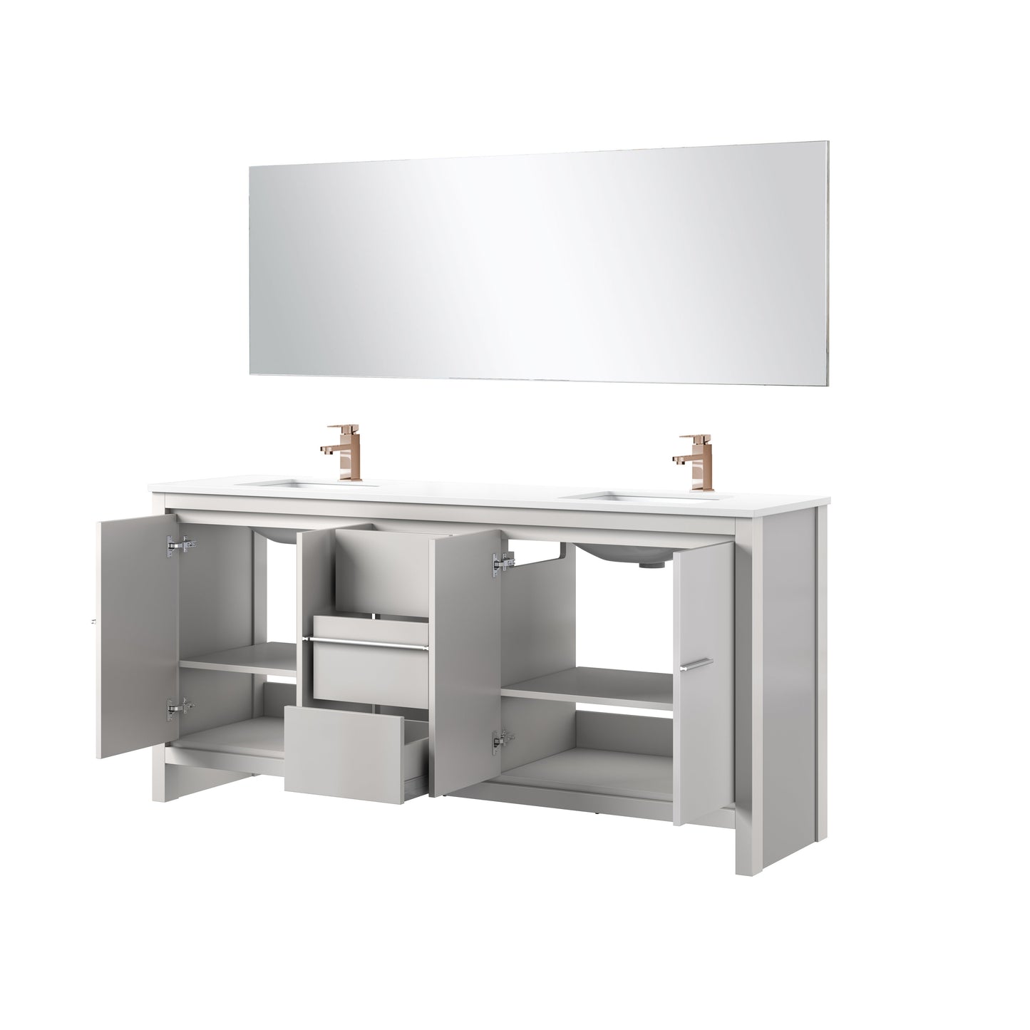 Lafarre 72 in W x 20 in D White Double Bath Vanity