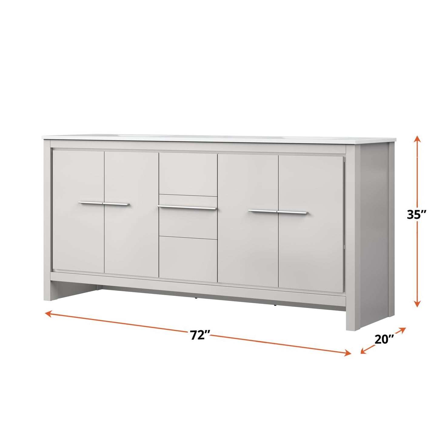 Lafarre 72 in W x 20 in D White Double Bath Vanity