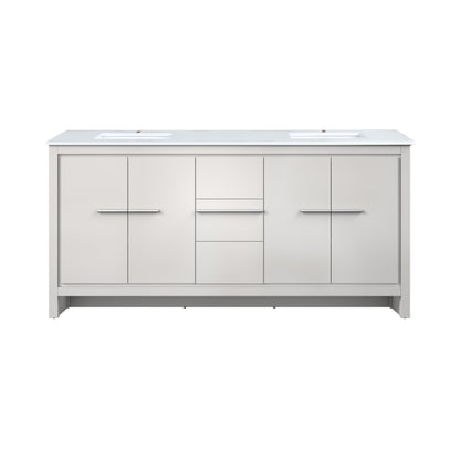 Lafarre 72 in W x 20 in D White Double Bath Vanity