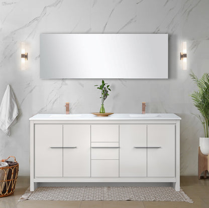 Lafarre 72 in W x 20 in D White Double Bath Vanity