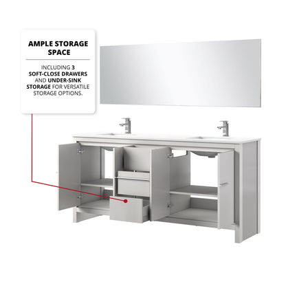 Lafarre 72 in W x 20 in D White Double Bath Vanity