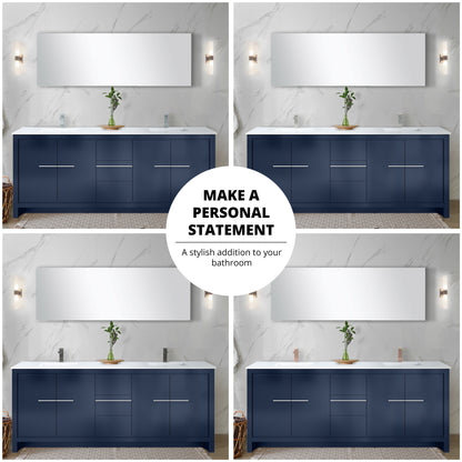 Lafarre 80 in W x 20 in D Navy Blue Double Bath Vanity