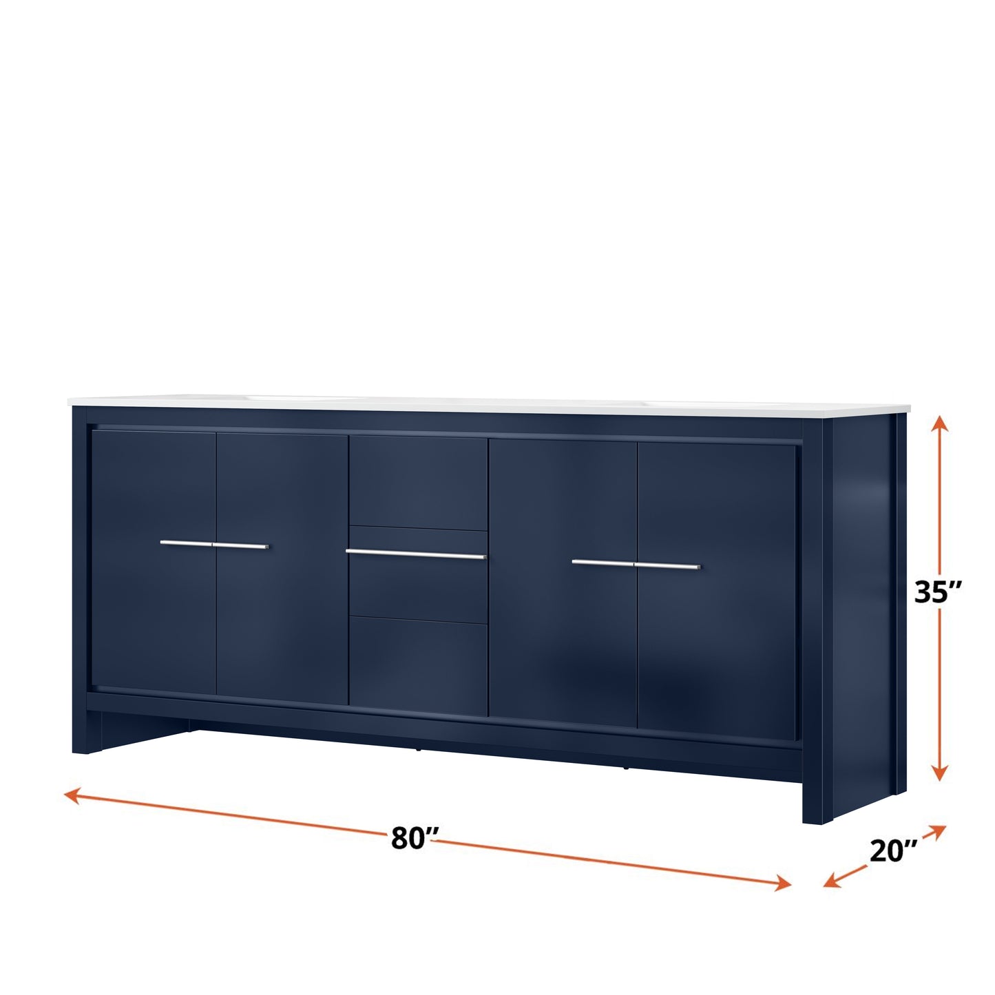 Lafarre 80 in W x 20 in D Navy Blue Double Bath Vanity