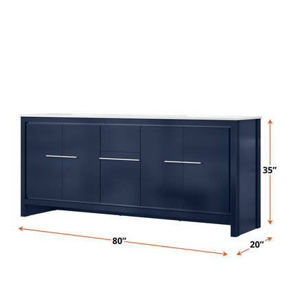 Lafarre 80 in W x 20 in D Navy Blue Double Bath Vanity